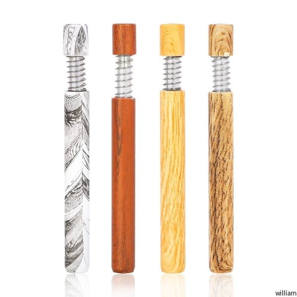 Wooden Pipe Wooden Pattern Metal Aluminium alloy Retractable Snuff Pipe Portable Snuff Bottle Pen Snuff Spring Bottle 79mm