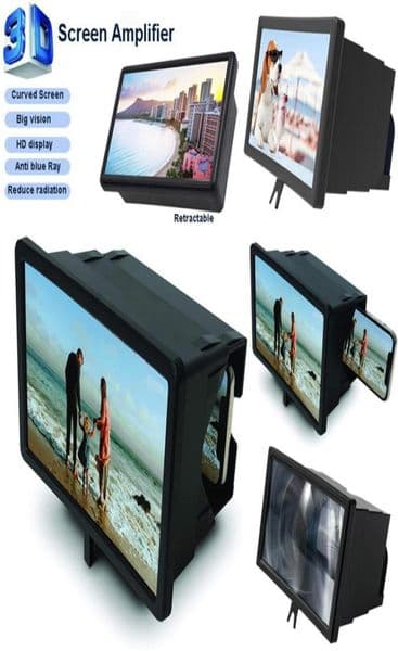 12in Mobile phone display enlarger 3D HD Phone Screen Magnifier Smartphone Desktop Bracket Retractable videos movies Amplifier ant