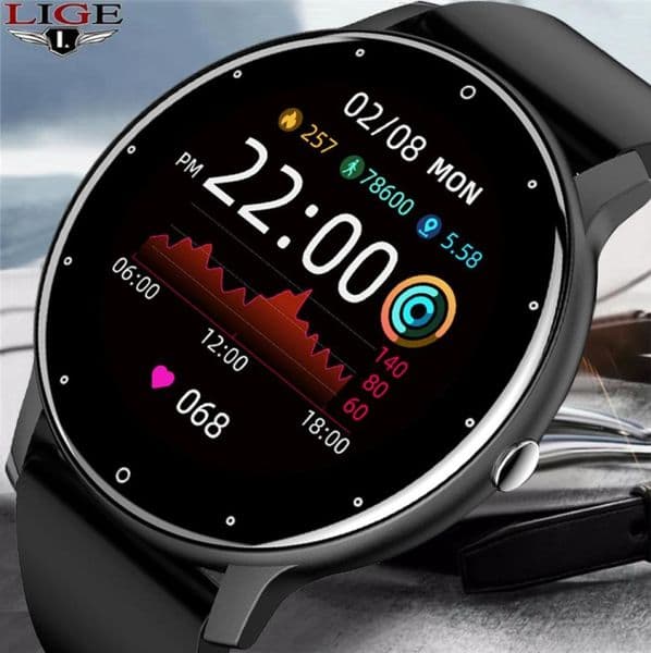 LIGE New Smart Watch Men Full Touch Screen Sport Fitness Watch IP67 Waterproof Bluetooth For Android ios smartwatch Menbox