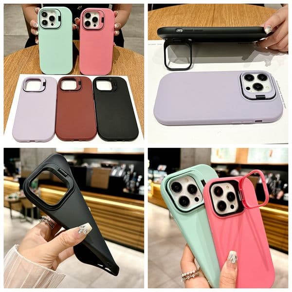 Frosted Matte Soft TPU Holder Cases For Iphone 16 Plus 15 14 13 Pro Max 12 11 X XR XS 8 7 Iphone16 Fashion Camera Kickstand Mobile Phone Back Cover Skin
