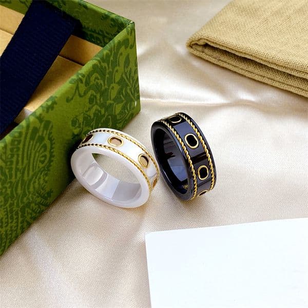 Fashion Gold Ring Design Stones Letter for Woman Couple Rings Gift Fashions Jewelry Supply