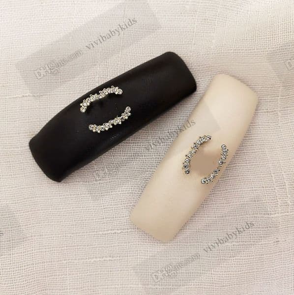 Luxury rhinestones letter applique hair clips girls square PU leather BB hairpins women accessories lady style children barrettes Z6419