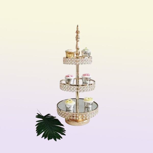 Other Bakeware 315Pcs Crystal Cake Stand Set Metal Mirror Cupcake Decorations Dessert Pedestal Wedding Party Display Tray Drop Del