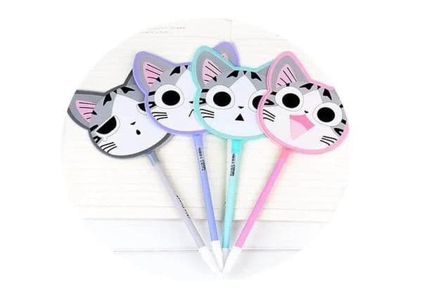 wholesale Cute Cartoon Cat Sprout Creative Fan Ballpoint Pens Wholesale Plastic Multicolor Korea Stationery G884 LL
