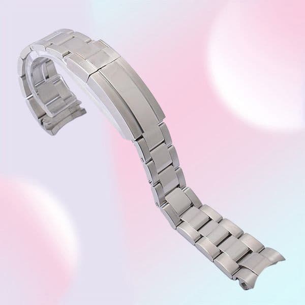 Watch Bands High Quality 20mm 21mm Silver Gold Black Stainless Steel Watchband For RX Bracelet Curved End Oyster Lock Clasp
