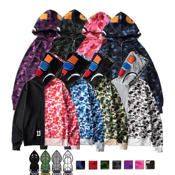 Mens Hoodies Full Zipper Womens Girls Sweater Sweatshirt Hoodie Pullover Camouflage Hoody 100% Pure Cotton High Quality Sweaters