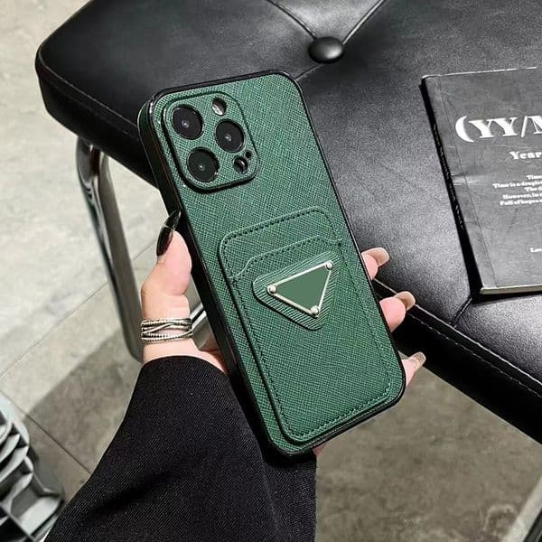 Card Holder Designer Phone Case for Apple iPhone 17 16 Pro Max 15 14 13 Luxury Leather Bumper Coverage Patched Pocket Lens Ring Soft Shell Back Cover Coque Funda Jasper