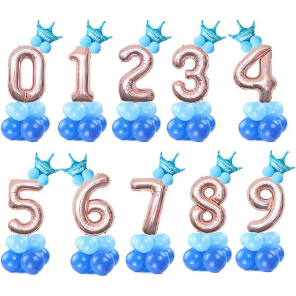 Cm Rose Gold Digital Column Aluminum Film Balloon Base Road Lead Birthday Decoration Supplies Wholesale
