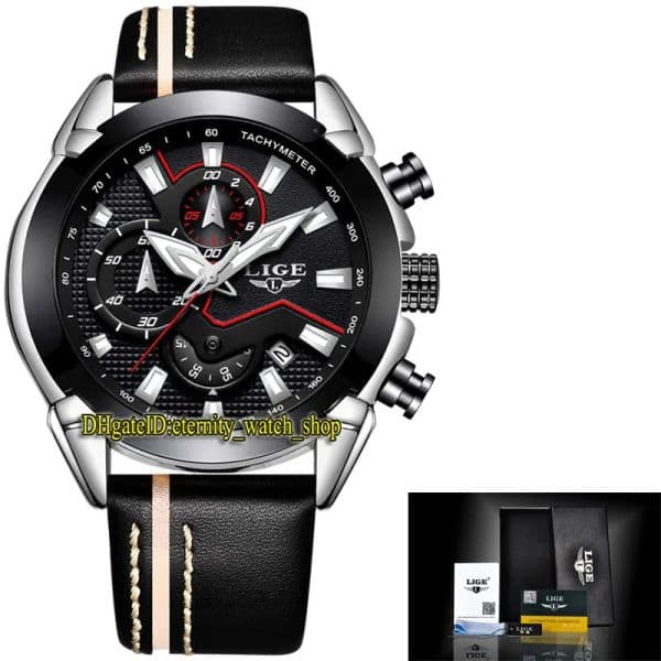 Other Clocks LIGE Eternity LG9869 Sport Rs Chrono Wheel Watch With Date, Black Dial, Japan VK Quartz Chronograph Movement, Luminous Hands, A