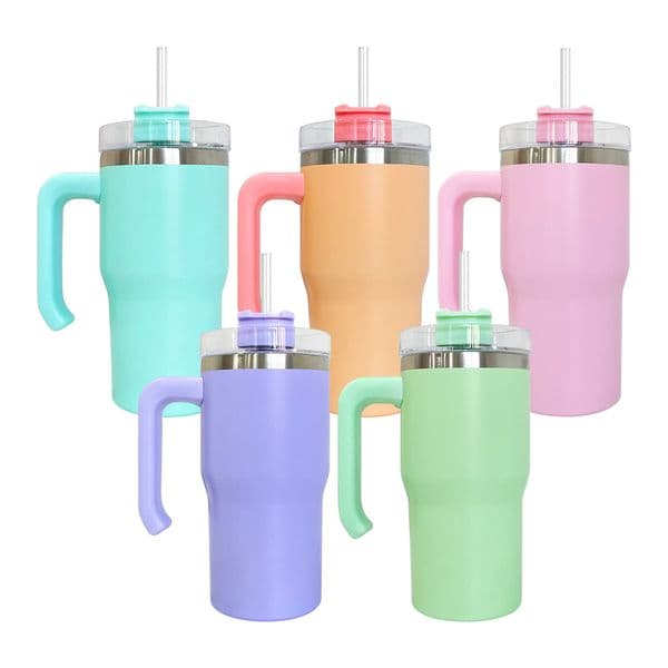Student kids candy macaron colored 20oz water bottle vacuum insulated colorful double walled stainless steel tumbler with lid and straw 25pcs/case