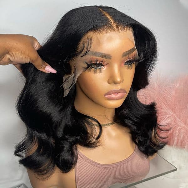 Wear and Go Glueless Loose Deep Wave 13X4 Short Bob Transparent Lace Closure Wigs Brazilian Natural Color Simulation Human Hair Wig