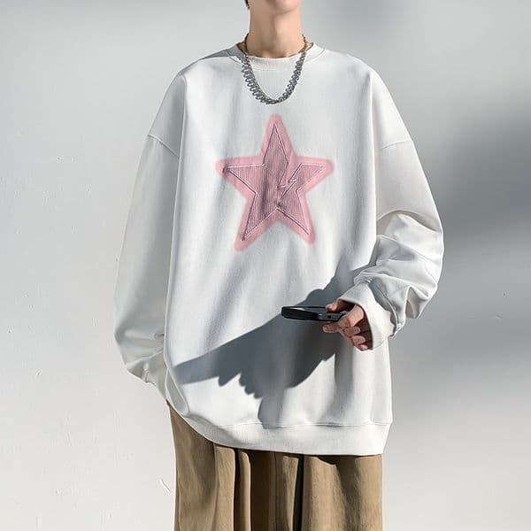 Round neck hoodie 2023 new loose long sleeved top T-shirt men's spring and autumn casual jacket