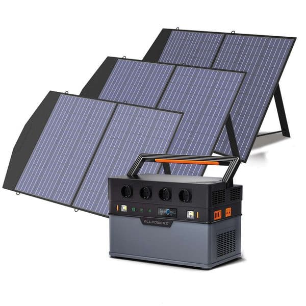 ALLPOWERS S1500 Portable Power Station 1500W (Peak 3000W) 1092Wh Solar Generator with 4 AC Outlets 100W 200W 300W Soalrpanel