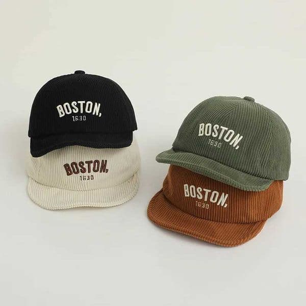 Solid color letter baby baseball cap winter warm coral childrens leather hat Korean gummy adjustable toddler boy and girl sun hatW240730