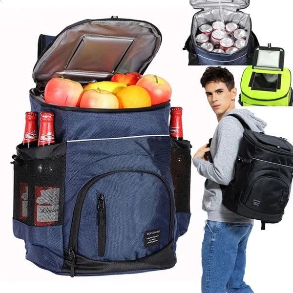Soft 36 Cans Insulated Cooler Backpack 33L Refrigerator Picnic Bag Thermal Isothermal Fridge Travel Beach Beer Picnic Ice Bag 240801