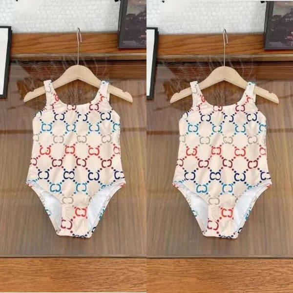 Summer Girls One-Pieces Bikini Swimsuit Letters Printed Kids Toddlers Bathing Suits Baby Girl Beach Swimwear Children Swimming Wear 1-12 Years-4