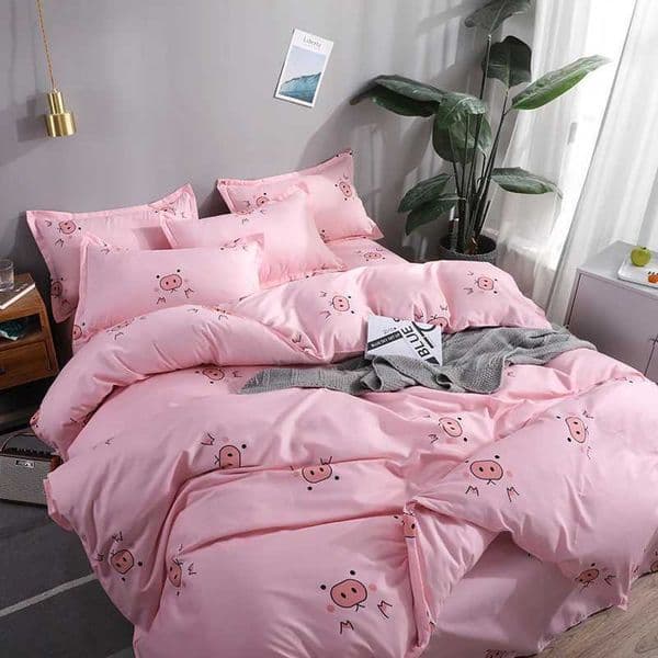 Kawaii Cute Pink Pig Down Duvet Cover Childrens Cartoon Bedding Double Queen Comfortable Set Bedroom Decoration Gift W240801