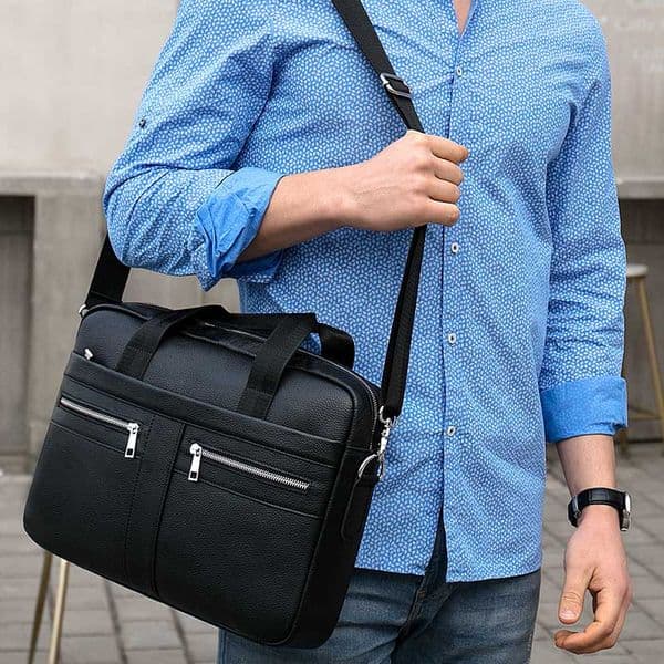 Luufan Genuine Leather Men's Bag Male Business Briefcase 14 inch Laptop Bag Natural Leather Messenger Bags Men's Travel Bag Tote