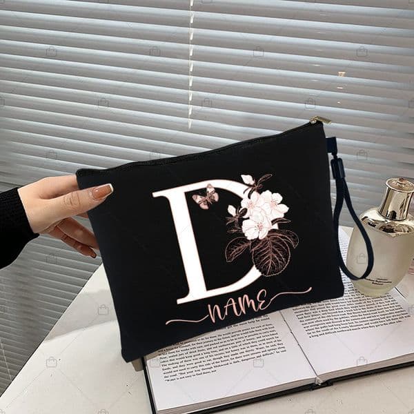 Letter Personalized Name Gifts Custom Logo Text Makeup Bag Party Lipstick Cosmetic Bags Women's Outdoor Travel Toiletry Pouchs