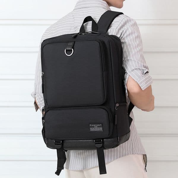 Backpack Men Casual Business 15.6 inch Laptop Backpack Male USB Socket Teen Student Schoolbag Women's Daily Work Bag Black Gray