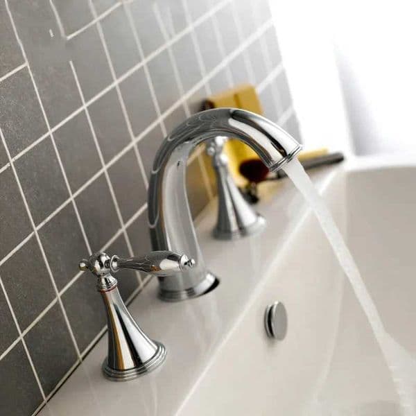3-hole bathroom sink faucet deck installation wide prefabricated basin faucet two handle faucet 3-piece mixer faucet hot and cold faucet W240802