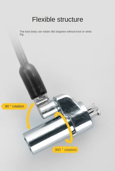Suitable for DeLL Computer 3 * 5MM Keyhole, Laptop Security Noble Wedgelock, High Carbon Steel Rope Zinc Alloy Key Lock 1.8M