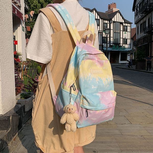 Backpacks Women Tie Dye Large Capacity Multi-function Womens Fashion Travel School Bags Teenager Casual Chic Pocket Ulzzang Ins