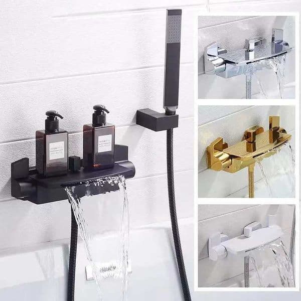 Black concealed bathroom shower faucet waterfall bathtub shower faucet wall mounted mixer bathtub faucet W240802