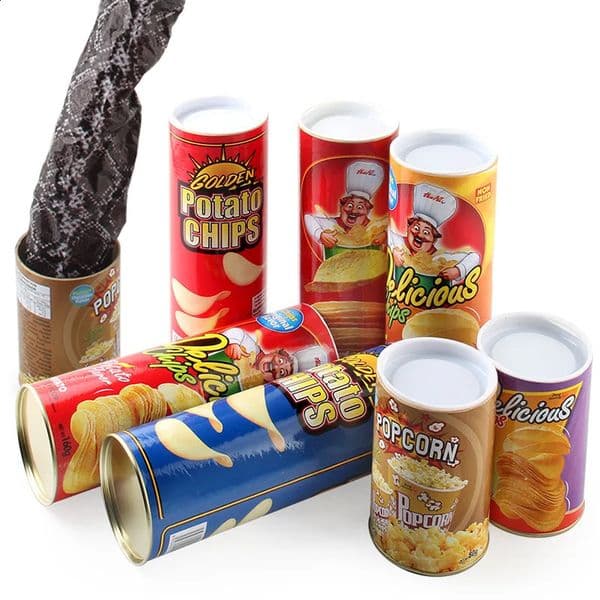 2024 The Potato Chip Can Jump Magic Tricks Spring Snake April Fool Day Halloween Party Spoof Jokes Prank Trick Funny Toy 240722