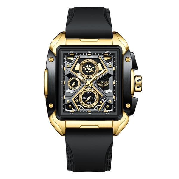 2024 LIGE New Fashion Top Brand Square Watch For Men Casual Sport Waterproof Quartz Chronograph Montre Hommef4