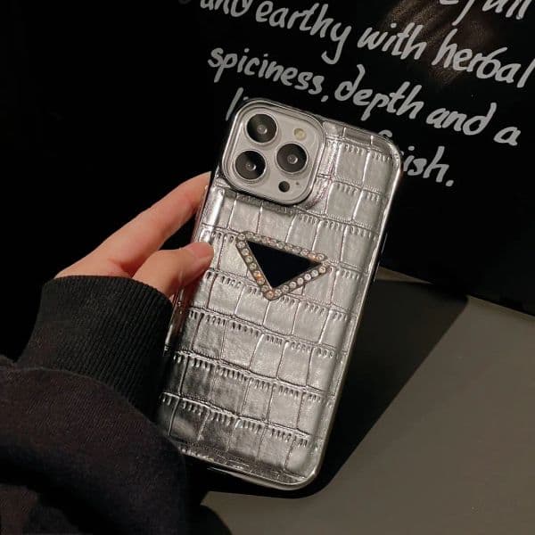 Crocodile Skin Pattern Dia Inlay Fashion Full Surround Case For iPhone 15 14 13 Pro Max Phone Protective Cases