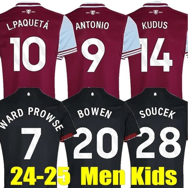 West Hams 2024 2025 Soccer Jerseys ANTONIO BOWEN E.ALVAREZ EARTHY FULLKRUG OGBONNA L.PAQUETA ZOUMA KUDUS WARD-PROWSE SOUCEK GUILHERME KILMAN football men kids shirt