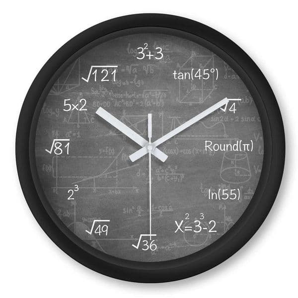 1 gray mathematical formula design wall clock 8-inch childrens teaching clock learning clock home silent wall clock W240806