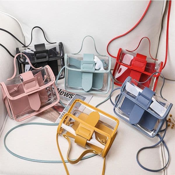 Ladys Transparent Bag Small Square Bag Individual Large Pin Buckle Shoulder Bag Woman Cross-Body Bag Ladies Transparent Bag 240805
