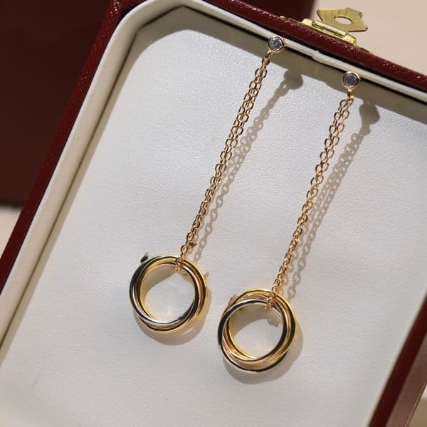 trinity earring charms cross connection for woman stud designer diamond fine silver T0P quality luxury 925 silver Gold plated 18K brand designer exquisite gift 021