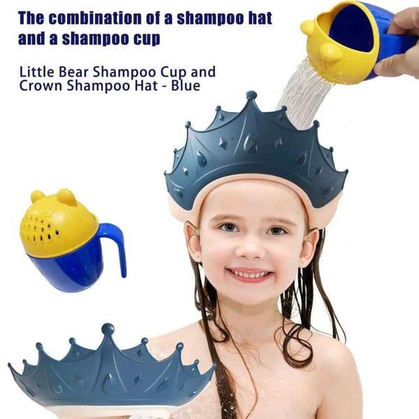 Childrens shower cap cover shampoo cap+bath brush waterproof ear protection childrens shower cap water block cap/foam brushW240717