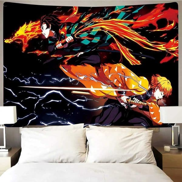 Demon Slayer Tapestrys Animation Poster Decoration Living Room Wall Bedroom Kawaii W240809