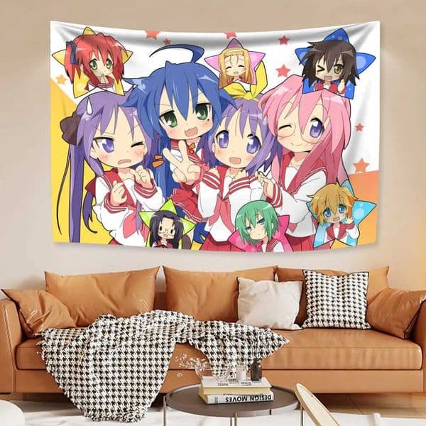 Kawaii Anime Tapestries Lucky Star Izumi Konata Japanese Home Decoration Wall Hanging Carpet Bedroom Background Friend Gift W240809