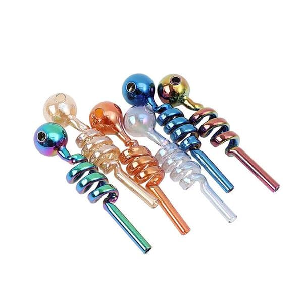 Thread Electric Plating Smoking Glass Pipes Colorful Dry Herb Tobacco Hand Spoon Pipe Mini Wax Concentrate