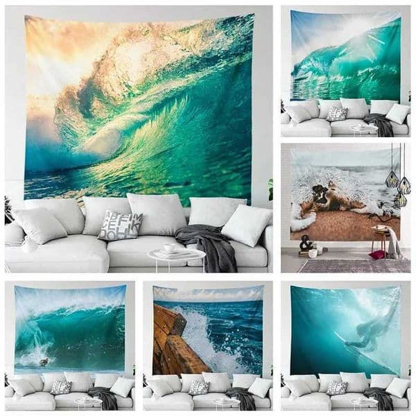 Summer Beach Wave Landscape Printed Pattern Tapestri Home Decoration Living Room Bedroom Wall Hanging Cloth 230x150cm W240809