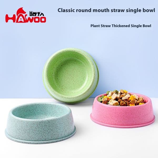 Eco-Conscious Nordic Inspired Small Dog Bowl - Durable Wheat Straw Round-mouth Pet Supplies