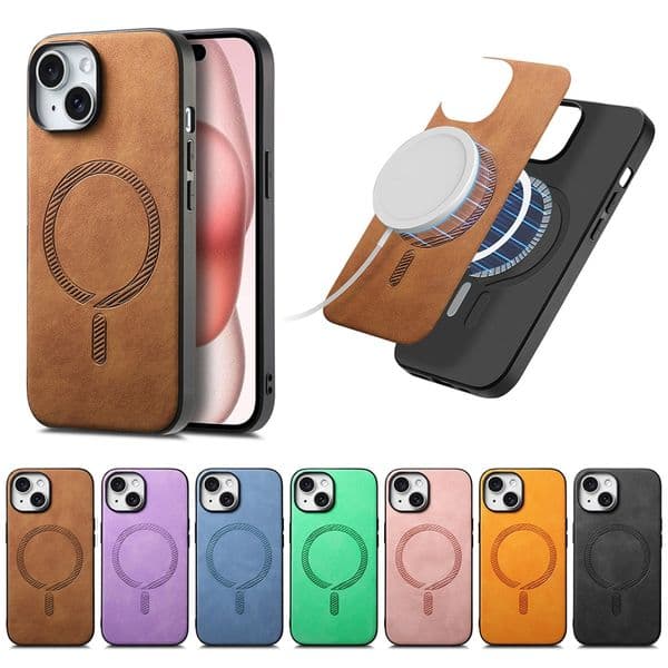 Cases For Iphone 16 15 Plus 14 Pro Max 13 12 11 Iphone16 16E Business Magnetic Wireless Charging PU Leather Soft TPU Luxury Fashion Car Holder Magnet Phone Back
