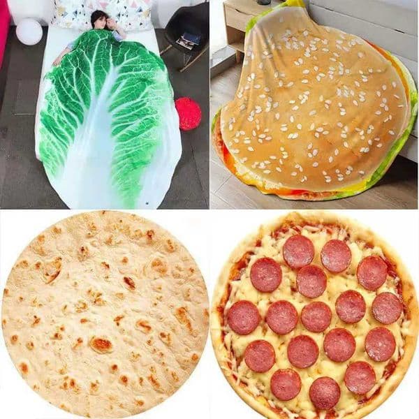 Baking cake grid blanket pancake pizza burger cabbage watermelon plush blanket air-conditioned flannel office nap blanket W240809