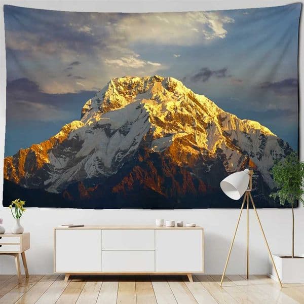 Mountain Top Tapestry Himalayan Landscape Wall Hanging Hippie Cloth Background Beach Mat Dormitory Home Decoration W240809
