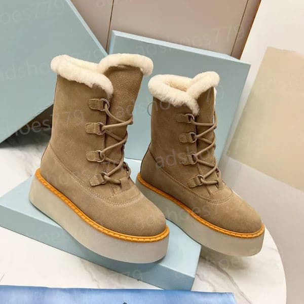 Winter warm Fur Snow Boots Women Chunky Platform Non-Slip Cotton Shoes Woman Plus Size Plush Lined Thick Bottom Ankle Boots luxury designer casual boots with box
