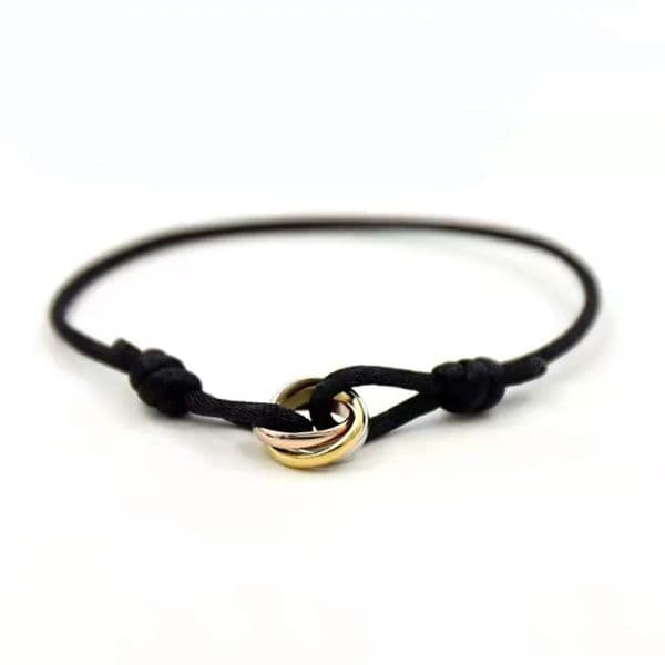 Trinity Bracelet for Men and Women - Stainless Steel Designer Fashion Bracelet with Three Rings, Hand Strap, Couple Bracelet Gift 131 LL