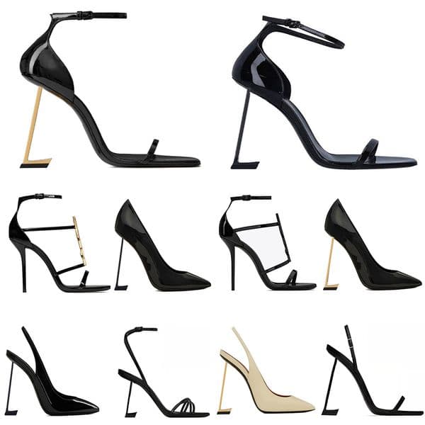 2025 Sandals High Luxurvs Designer shoes heels Paris Dress Classics Women 8cm 10cm Heels Black Golden Gold Wedding Bottoms with box Size 35-41