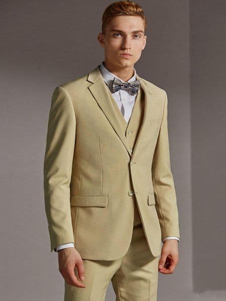 3 Piece Yellow Groom Tuxedos Customize Men Wedding Clothes Prom Dinner Business Suits Blazer Waistcoat Trousers Sets