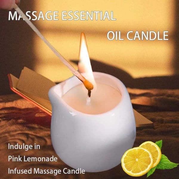 1 lemon flavored massage essential oil candle coconut wax heated open back SPA romantic stand for home decoration Valentines Day W240813