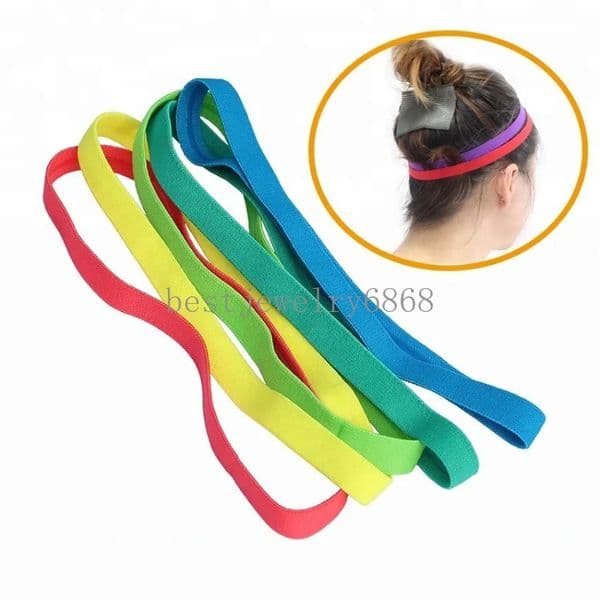 Rubber Anti Slip Thin Elastic Sports Headbands for Women Men Yoga Hair Band Softball Tennis Hair Rope Head Jewelry